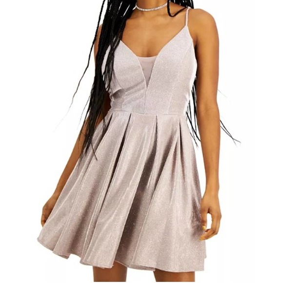B Darlin Dresses & Skirts - B. DARLIN sz  13/14  pink metallic shimmer skater mini party dress NWT $79 B129